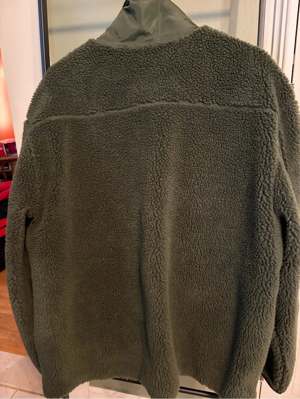 Banana Republic Men's Olive Green Sherpa & Nylon Zip-Up Jacket
